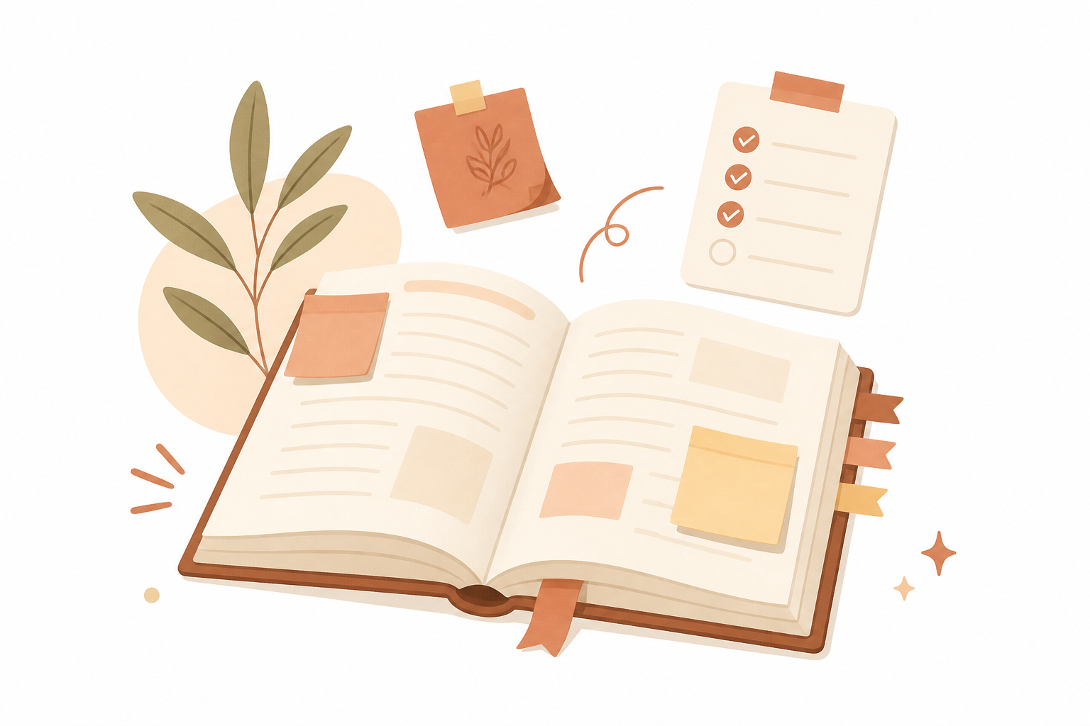 Textbook and study notes illustration